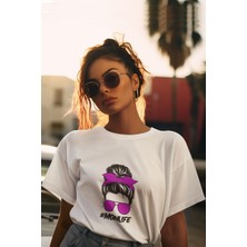Qoeuyl Boutique Mom Life Baskılı Anneler Günü Doğum Günü Hediyelik Eğlenceli Beyaz Unisex T-Shirt