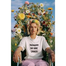Qoeuyl Boutique Sarkastik No One Cares Baskılı Eğlenceli Hediyelik Beyaz Unisex T-Shirt