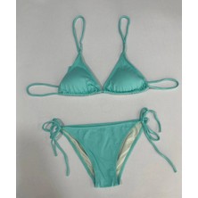 Kadın Su Yeşili Boyundan Ip Bağlamalı Üçgen Bikini Takımı HZL25S-LC5005