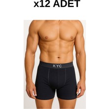 12 Adet Siyah Likralı Pamuklu Boxer