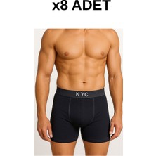 8 Adet Siyah Likralı Pamuklu Boxer