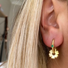 Simurg Jewellery Yeşil Taşlı Gümüş Göçmen Küpe