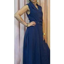 Asimetrik Kendinden Kemerlii Elbise