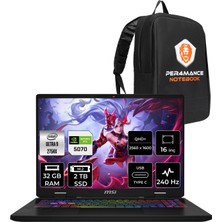 MSI Crosshair 16 Hx Aı Intel Core Ultra 9 275HX 32GB 2tb SSD RTX5070/8GB 115W 16" Qhd+ 240Hz Fdos Taşınabilir Bilgisayar & Per4 Çanta D2XWGKG047XTRP319