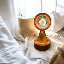 Kişiye Özel Ahşap Gövdeli Gece Lambası – 3D Gezegen Tasarımlı LED Işık