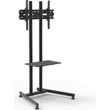 ALPIN  TV/Fuar Standı Bilgisayar Askı Aparatlı Sabit Ayaklı Metal TV Ünitesi 40” inç -75” inç