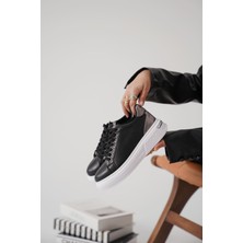 Zerenyus Vega Premium Platin Detaylı Siyah Kadın Sneaker