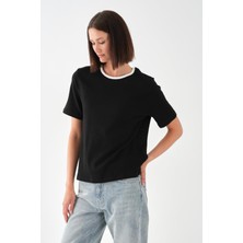 Alexander Gardi ALEXANDERGARDI Kontrast Yakalı Kadın T-shirt