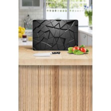 20X30 cm Cam Kesme Tahtası Siyah Üçgenler Desenli