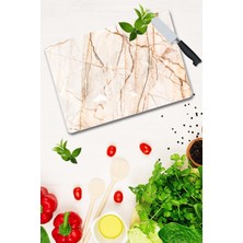 30X40 cm Cam Kesme Tahtası Kırmızı Taş Desenli