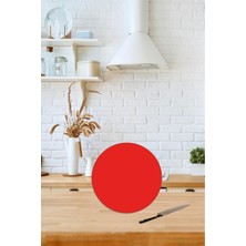 Çap 20 cm Düz Kırmızı Desenli Cam Kesim Tablası