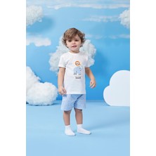 Nakış Detaylı Tişört- Pötikareli Şort Erkek Bebek Ikılı Takım