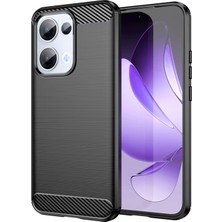 Microcase Oppo Reno 13 Pro 5g ile Uyumlu Brushed Carbon Fiber Silikon Kılıf - Siyah AL3332