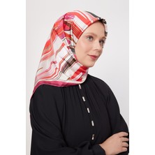 Pembe Fırça Desen Trend Twill Eşarp