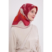 Mürdüm Yuvarlak Desen Twill İpek Eşarp