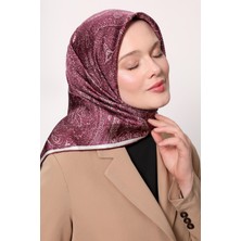 Menekşe Soyut Etnik Desen Twill Ipek Eşarp