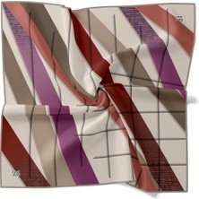 Vizon Şeritli Twill Ipek Eşarp