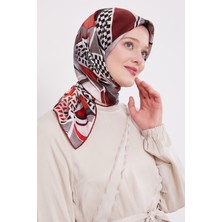 Bordo Dama Desen Twill Ipek Eşarp