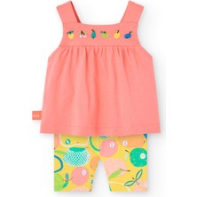 Meyveler Nakışlı Kız Çocuk Bebek 2'li Taytlı Set