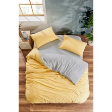 Mira Home Çift Kişilik Lastikli Çarşaflı Nevresim Takımı Pamuklu Four Season Hardal Gri