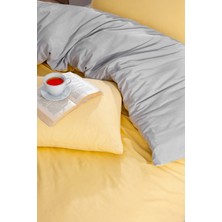 Mira Home Çift Kişilik Lastikli Çarşaflı Nevresim Takımı Pamuklu Four Season Hardal Gri