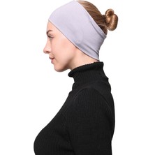 Altobeh Kadın Penye Dikişsiz Tesettür Bandana Bone Spor Saç Bandı - Gri