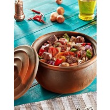 3500ML Orta Boy Kapaklı Güveç Tenceresi Kahverengi