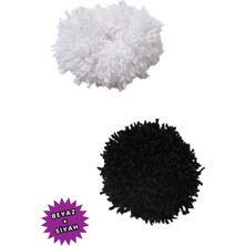 Loggia Siyah ve Beyaz Arap Saçı Topuz Tokası 2li Dolgun Lastikli Kadın Aksesuarı