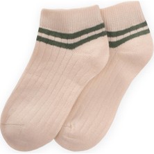 Zemin Ham Bilekleri Çizgili Çocuk Patik 5-12 Yaş Haki Yeşil