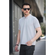 Cole Slim Fit Esnek Likralı Yarım Düğmeli Kısa Kol Hakim Yaka Erkek Gömlek