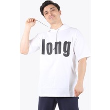 Mckanzie 7145 Önü Long Yazılı Kapşonlu Oversize T-Shirt