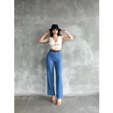 Beli Kemerli Keten Pantolon