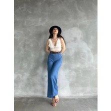 Beli Kemerli Keten Pantolon
