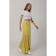 Munnn CollectionBel Lastikli Dantel Etek - Sarı