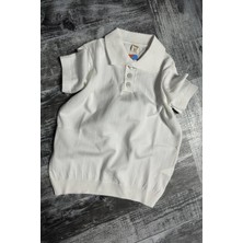 Miniğimin Cicileri Erkek Çocuk Triko Polo Yaka Tişört - Beyaz