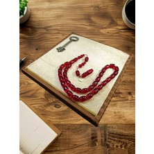 Anemore Collection ATEŞ KEHRİBAR TESBİH KAPSÜL KESİM BORDO RENK USTA İŞİ BABALAR GÜNÜ SEVGİLİYE HEDİYE T-864