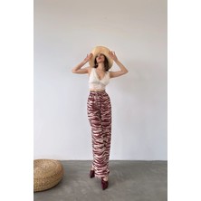 Desenli Belden Lastikli Pantalon