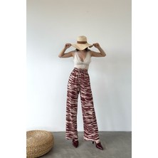 Desenli Belden Lastikli Pantalon