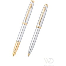 Sheaffer - WizDesign 100 Serisi Dolmakalem + Tükenmezkalem Parlak Krom Altın Set ( İsme Özel Seçeneği - Hediyelik )