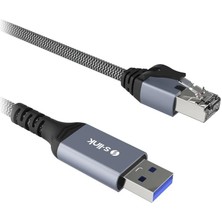 S-Link SW-U338 Örgülü RJ45 To USB Adaptör 2m - Gri
