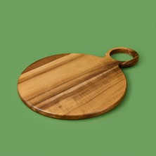 Akasya Yuvarlak Halkalı Kesim Tahtası - Kahverengi - 38X28 cm