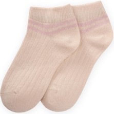 Zemin Ham Bilekleri Çizgili Çocuk Patik 5-12 Yaş Pudra