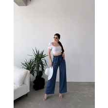 Yüksek Bel Beli Büzgülü Pantolon