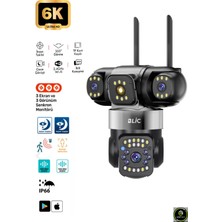 6mp 3 Çoklu Lens Ip Kamera Ekran Senkronlu 355° Dönme Su Geçirmez Akıllı Ev Ip Güvenlik Kamerası