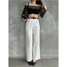 Beli Kemerli Keten Pantolon