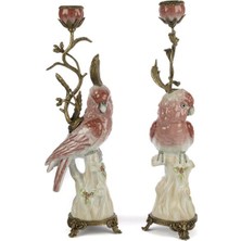 Mikasa Moor Gül Kurusu Kuşlu 2li Mumluk 13X43CM