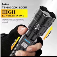 Güçlü LED El Feneri Yüksek Güç Işık Şarj Edilebilir Taktik El Feneri Kamp Lambası Zoomlama Özellikli