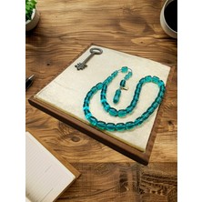 Anemore Collection ATEŞ KEHRİBAR TESBİH KAPSÜL KESİM TURKUAZ RENK USTA İŞİ BABALAR GÜNÜ SEVGİLİYE HEDİYE T-863