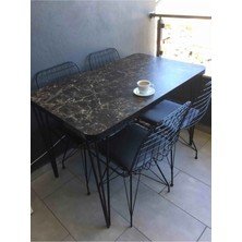 Masa Sandalye Takımı Mermer Desen 110X70 cm Masa 4 Sandalye Seti