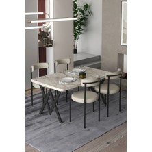 Ege 4 Kişilik Mutfak Masa Takımı -Krem Kumaş 70X110 W Mutfak Masası Ege Sandalye Krem Kumaş